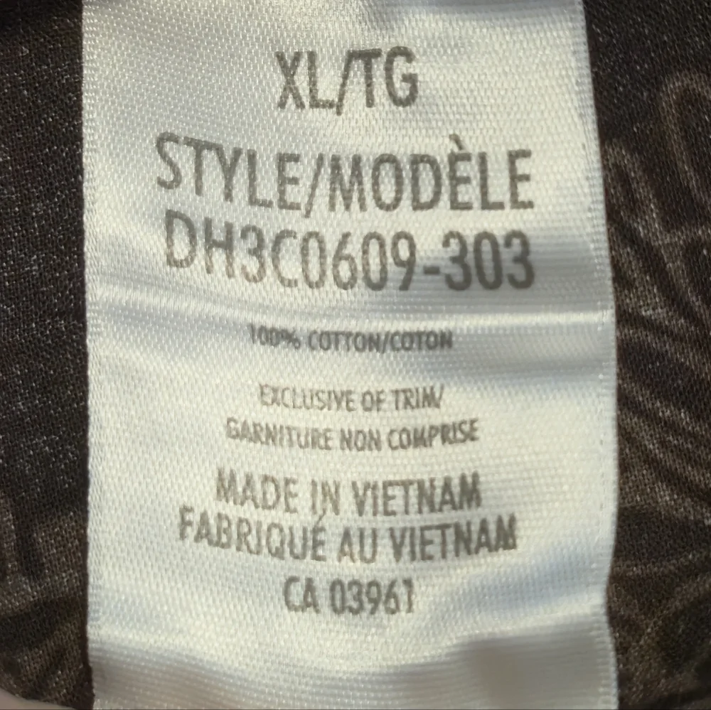 Denver Hayes XL Brown Ombre Floral Cotton Short Sleeve Blouse Tropical Boho - Picture 15 of 15